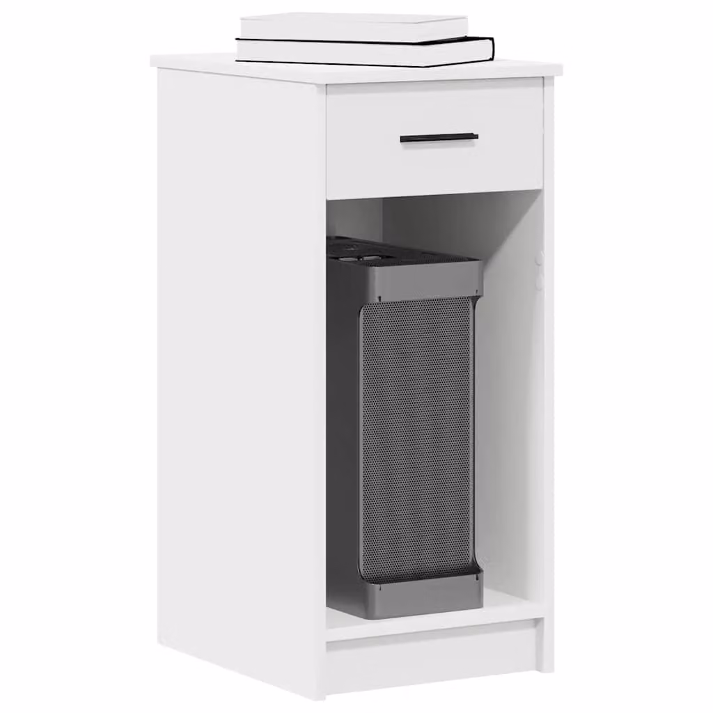 vidaXL Supporto a Torre per Computer con Cassetto Bianco L 35 cm, P 45 cm, H 77 cm