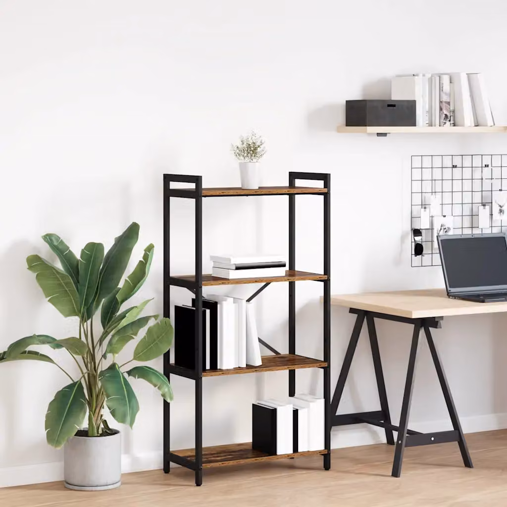 Libreria industrial vidaXL in legno e metallo marrone L 60 x P 30 x H 120 cm