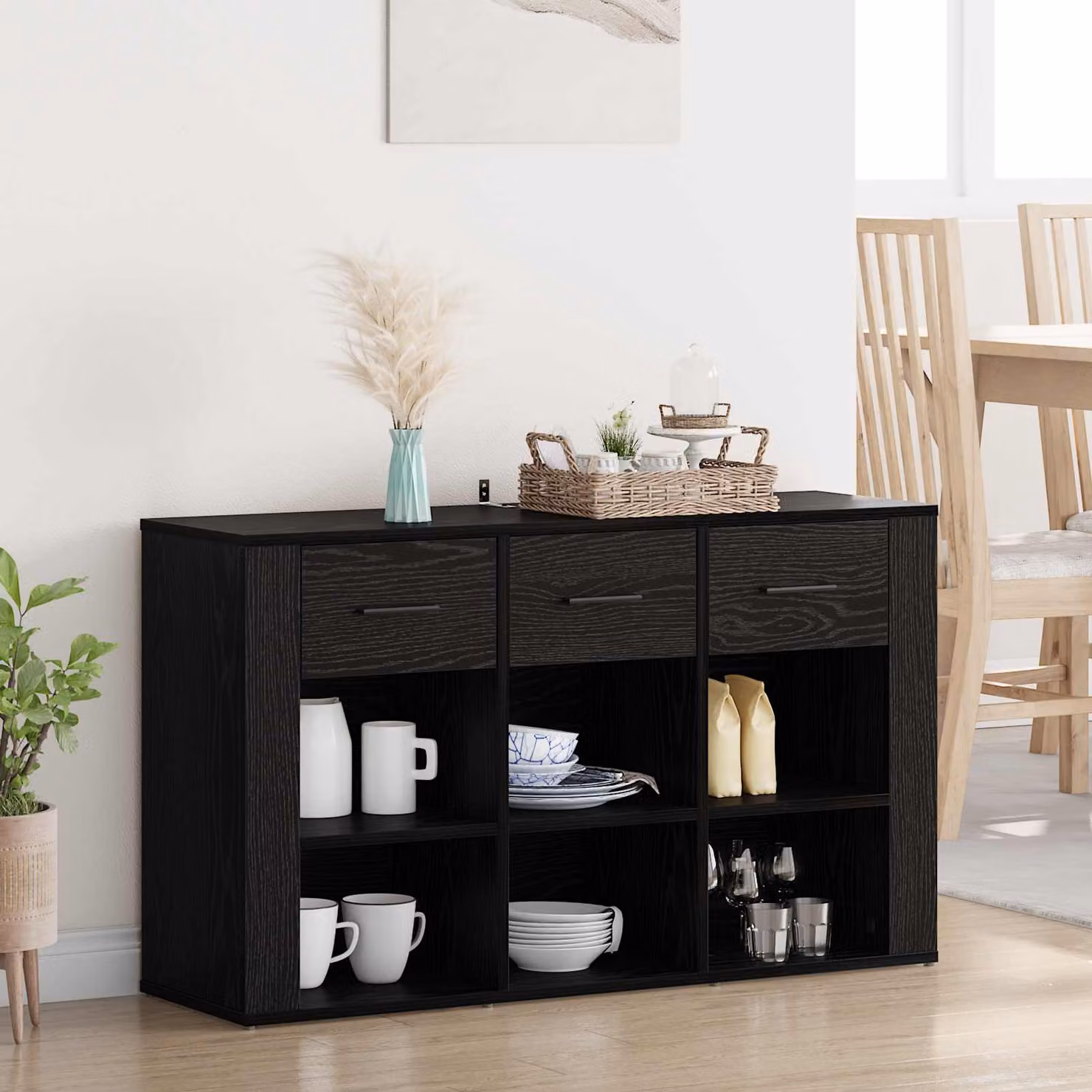 Credenza vidaXL in stile rustico nero e marrone in legno ingegnerizzato L 100 x P 30 x H 59,5 cm