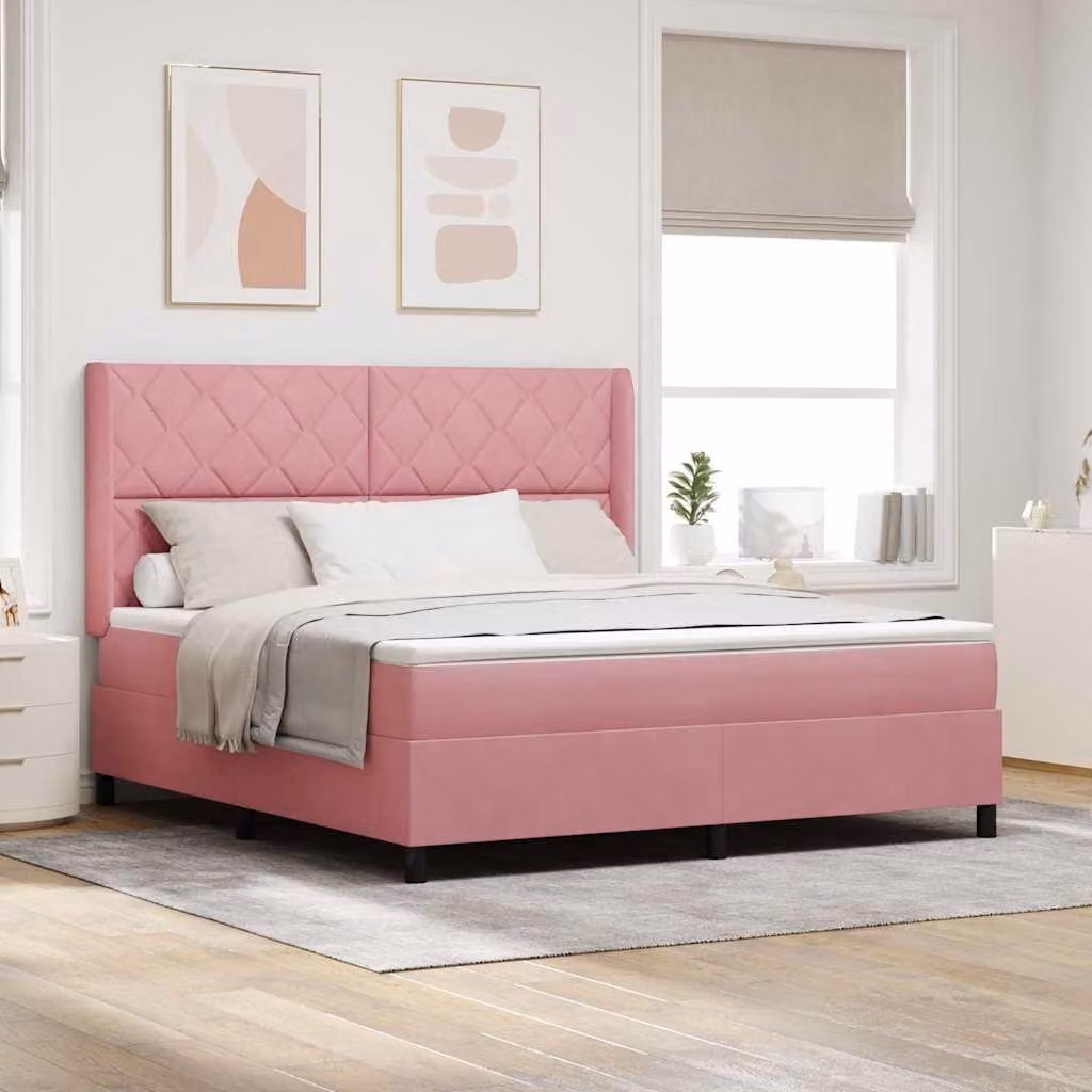 Maison Exclusive - Letto boxspring con testiera Rosa 180 x 200 cm in velluto