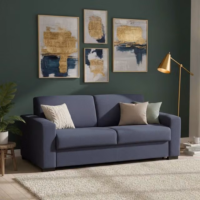 Andymion Divano Letto 2 Posti Blu con Copertura Sfoderabile Made in Italy L: 200 cm, P: 95 cm – 1