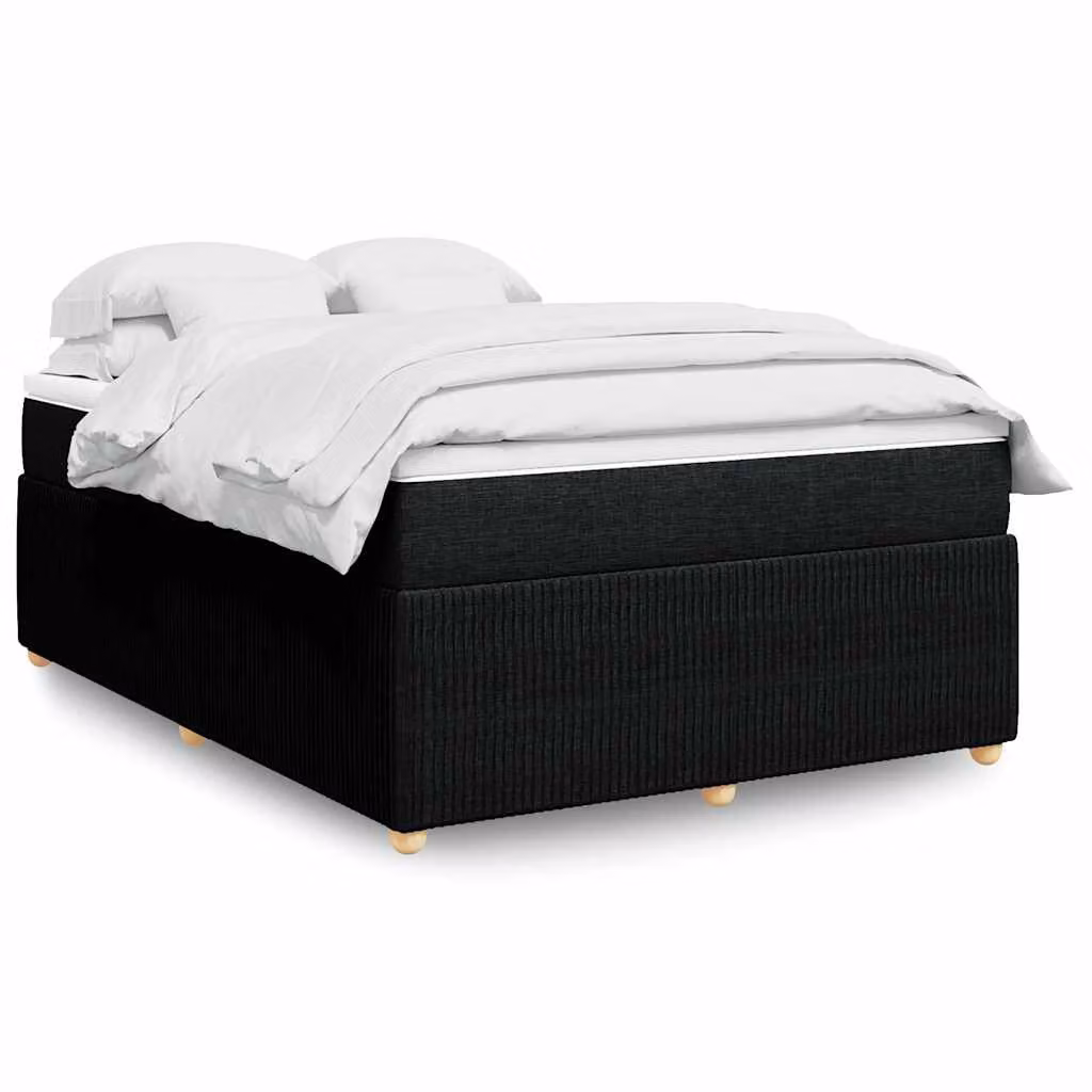 vidaXL Giroletto a Molle con Materasso Ibrido in Tessuto Nero L/P/H: 140 x 190 cm