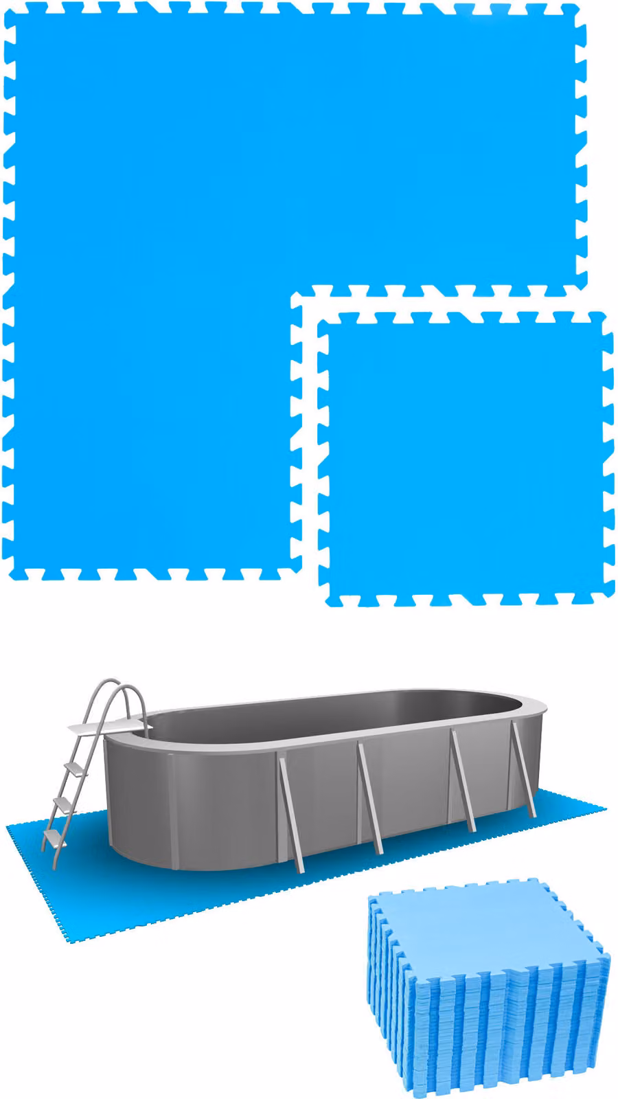 7,5 m² di sottofondo per piscina - 32 tappetini in EVA 50x50 sottofondo per piscina - set di tappetini per sottofondo