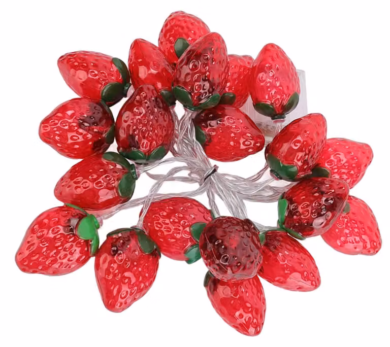 Catena luminosa a forma di fragola, 20 LED, 3 metri, alimentata a batteria, 2 modalità
