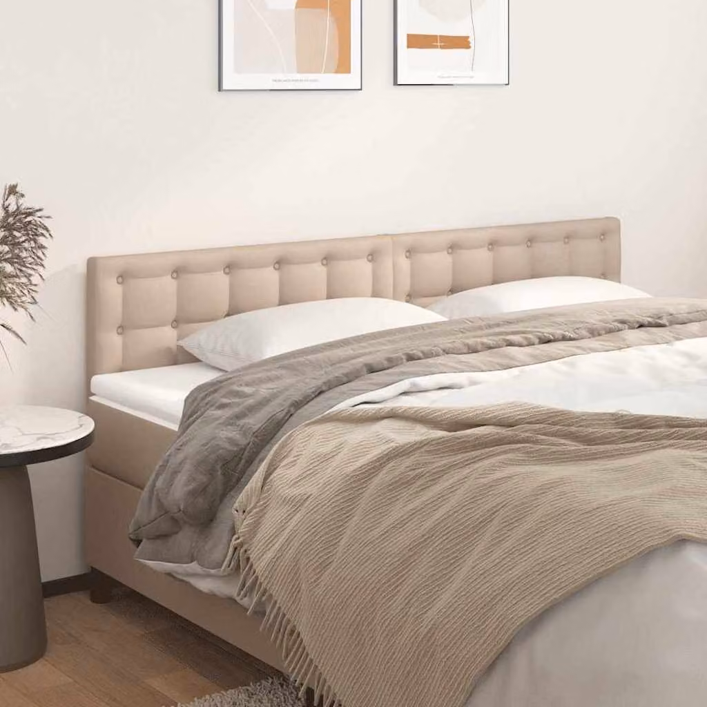 Testiera per letto vidaXL in similpelle color cappuccino, L: 160 cm, P: 5 cm, H: 78-88 cm