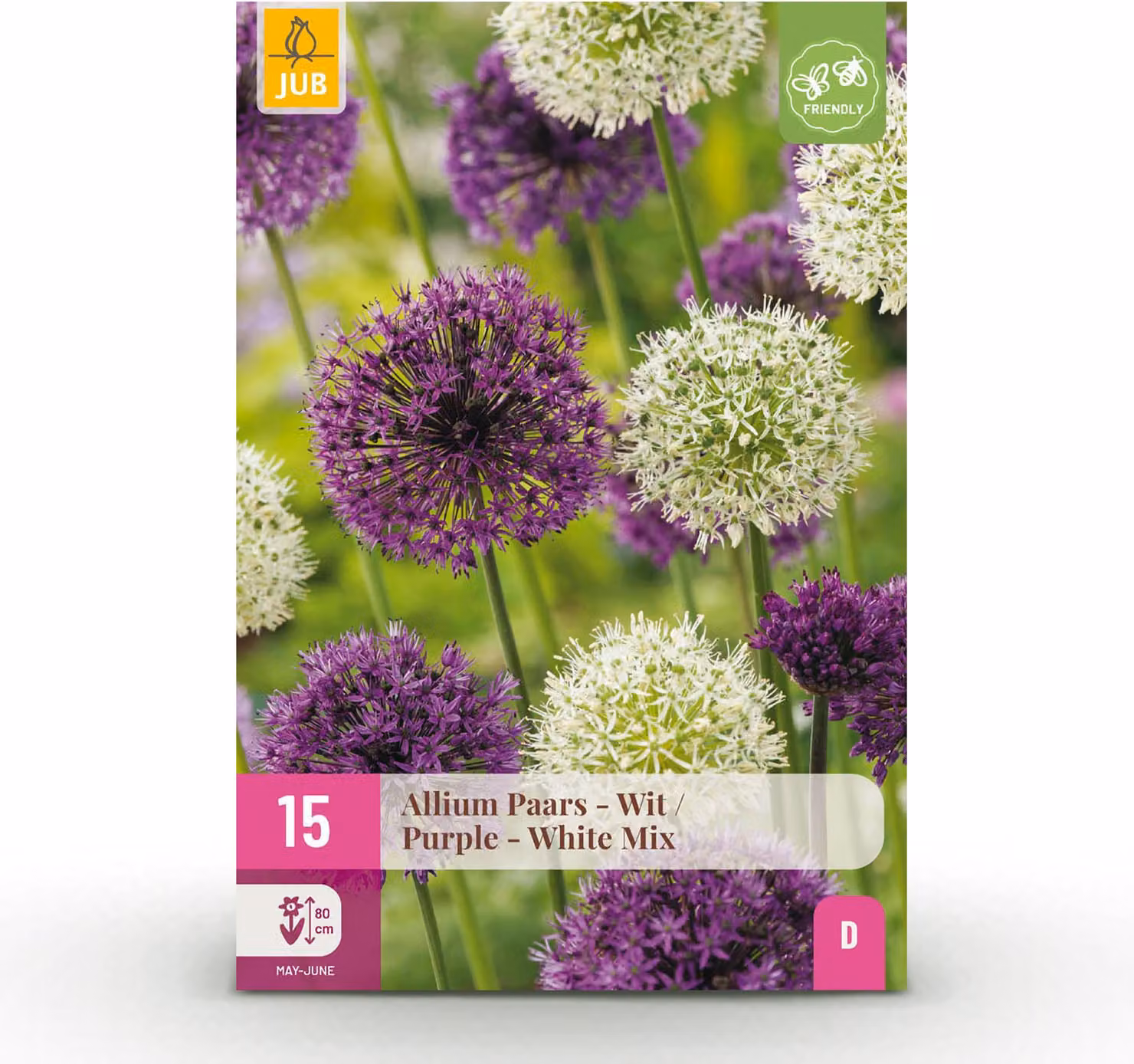 Bulbi da fiore - Allium 'Purple & White Mix' - Viola e bianco - 15 unità - Bulbo di dimensione 10/12 - 50-150cm - Ø10cm - Pianta da giardino - Multideal