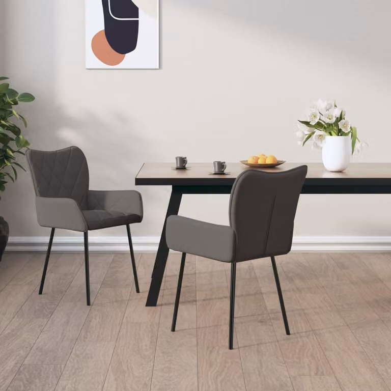 The Living Store Sedie da pranzo 2 pezzi. Tessuto grigio scuro