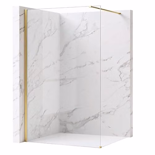Rea - Parete Doccia Flexi, Oro Spazzolato 110, Walk-In Senza Piatto Doccia, Vetro Di Sicurezza Temperato Trasparente 8mm, 120 X 110 X 195 cm