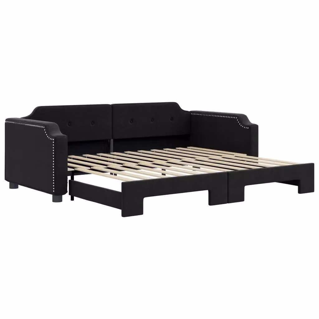 Divano Letto Moderno vidaXL con Letto Estraibile Nero in Tessuto e Schiuma L/P/H: 223 x 90 x 66,5 cm – 2