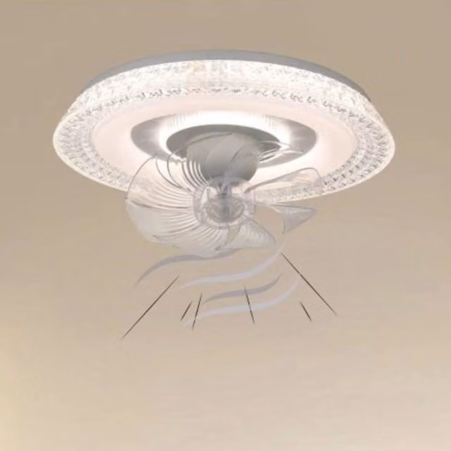 Plafoniera con Ventilatore e Luce LED Trade Shop Cristallo Bianca Moderna per Soggiorno e Camera da Letto