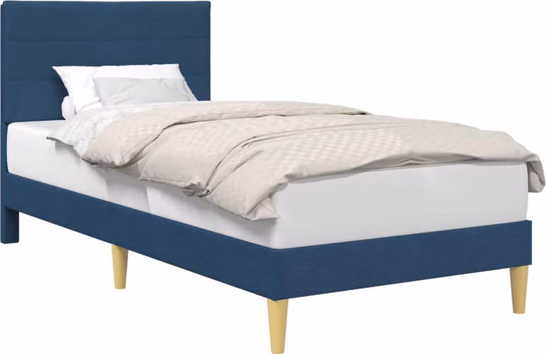 Struttura del letto con testiera Blu 100 x 200 cm Tessuto