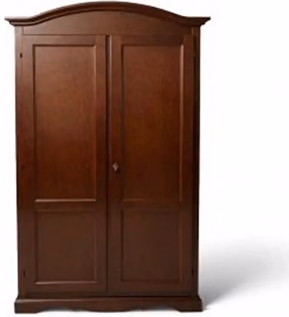 Armadio Gendarme KIVIO in legno stile arte povera con 2 ante battenti, colore noce scuro, L: 107 cm, P: 55 cm, H: 197 cm