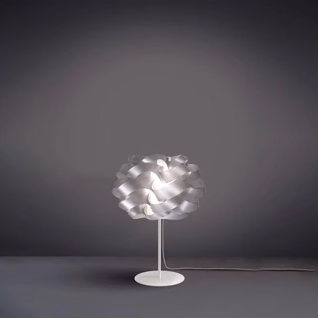 Lampada da scrivania moderna Cloud Linea Zero Polilux in metallo e plastica argento e bianco con attacco E14