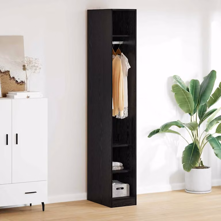 vidaXL Guardaroba in Rovere e Nero con Ante a Battente e Ripiani, L/P/H: 50 x 30 x 200 cm
