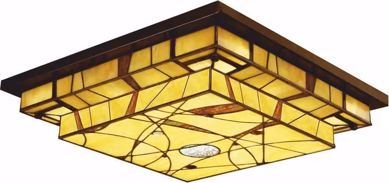 Casa Padrino Art Deco Lampada da soffitto Tiffany Giallo / Marrone 50 cm - Lampade Tiffany