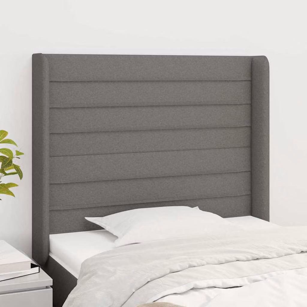 Testiera ad orecchio vidaXL in tessuto grigio scuro L: 103 cm, P: 16 cm, H: 118-128 cm