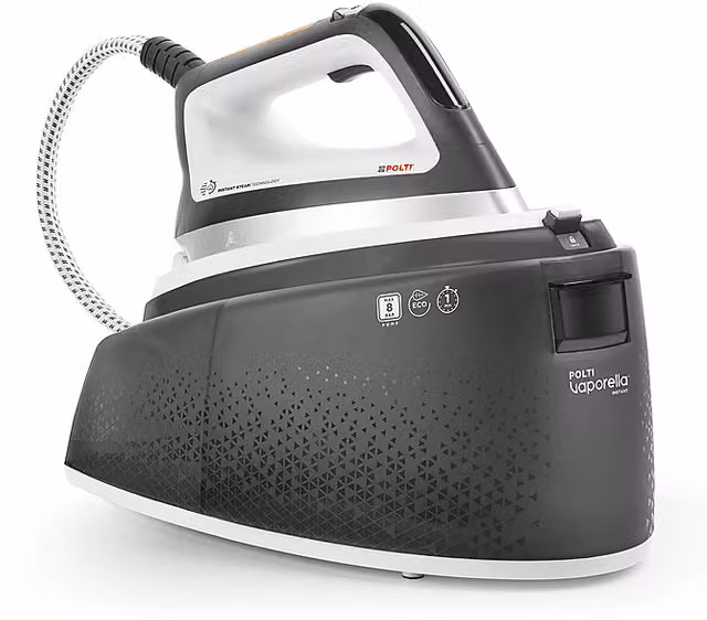 Ferro a caldaia Polti Vaporella Instant VI50.30, Potenza 2400 W, Pompa 8 bar, Vapore continuo 550 g/min, Sistema anticalcare, Serbatoio 2 l, Piastra 360 Fluid Curve Technology, Nero