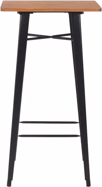 Tavolo da bar moderno in legno di pino e acciaio, nero e marrone, L/P/H: 60 x 60 x 108 cm