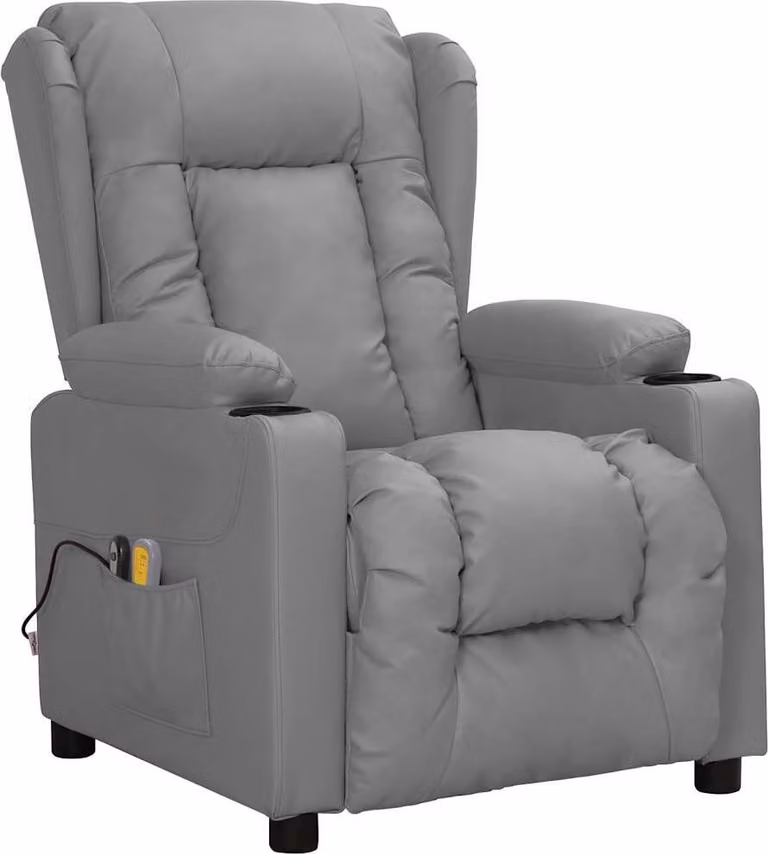 SYFAX™ Poltrona Massaggiante Elettrica Grigio Pelle finta