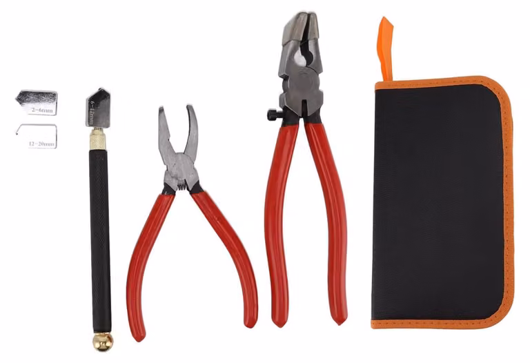 Kit di strumenti per tagliare il vetro, completo di pinze per rompere e coltelli
