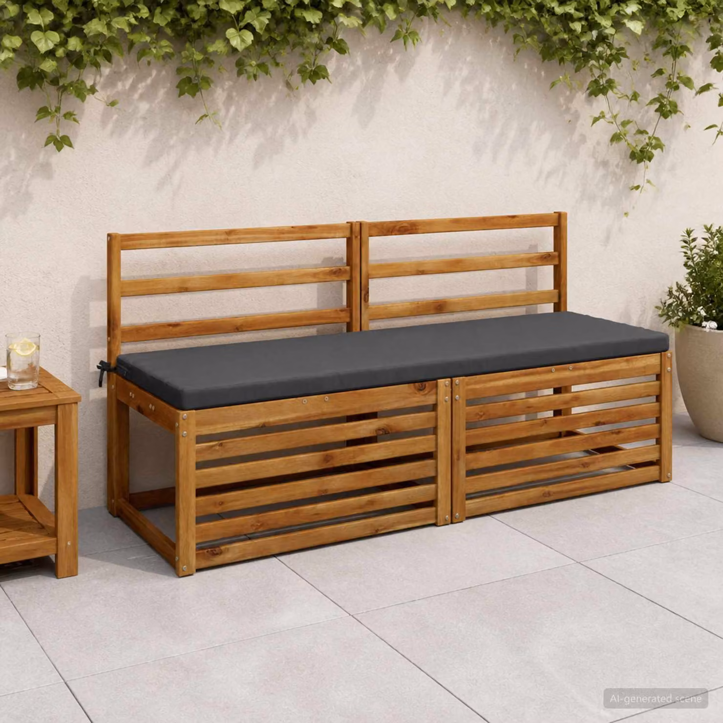 Set di 2 cuscini per panchina vidaXL SOEST in poliestere, colore grigio antracite, L 140 x P 50 x H 5 cm