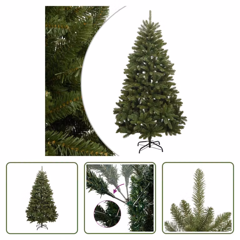 The Living Store Albero di Natale artificiale pieghevole con supporto Verde 240 cm