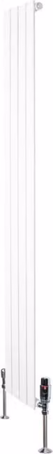 Radiatore Verticale in Acciaio Monster Group BV Bianco H: 180 cm, L: 28 cm, con Valvola Termostatica TRV e Staffa a Parete