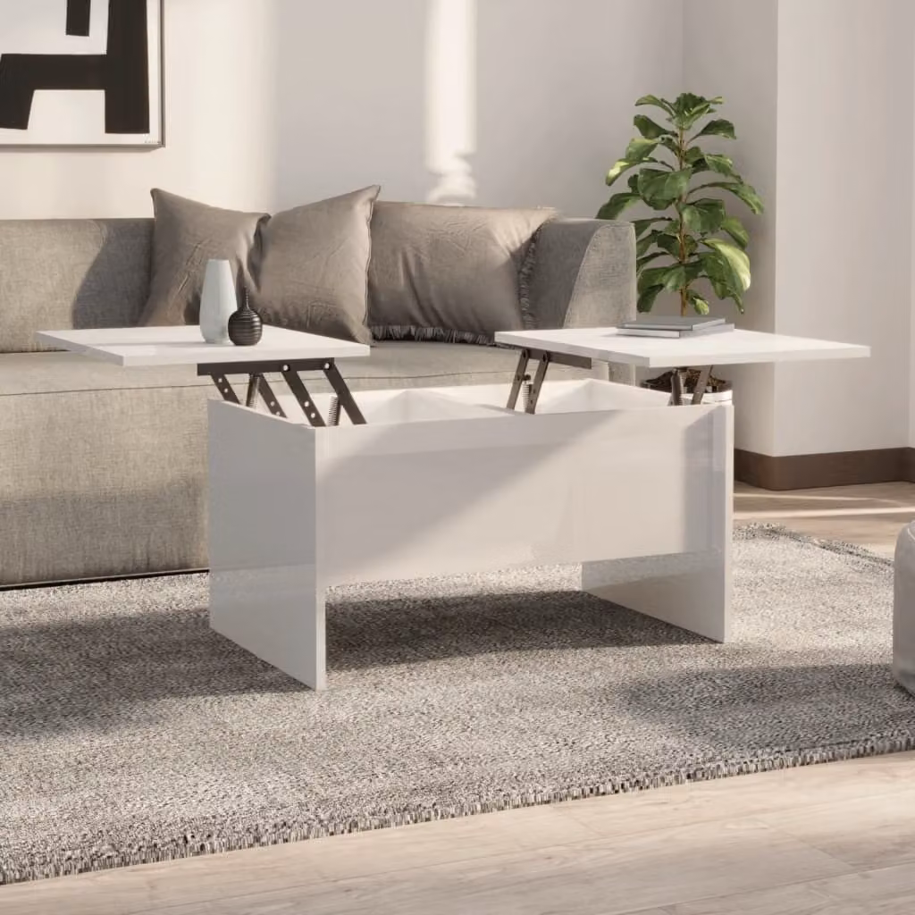 Maison Exclusive - Tavolino da salotto bianco lucido 80x50x42,5 cm in materiale derivato dal legno