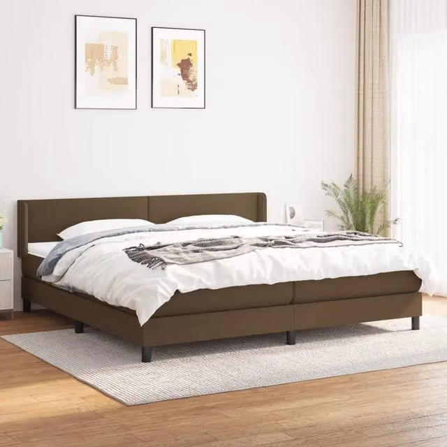 Letto Ibrido vidaXL con Giroletto a Molle e Materasso, Marrone e Bianco, L/P: 200 x 200 cm – 1