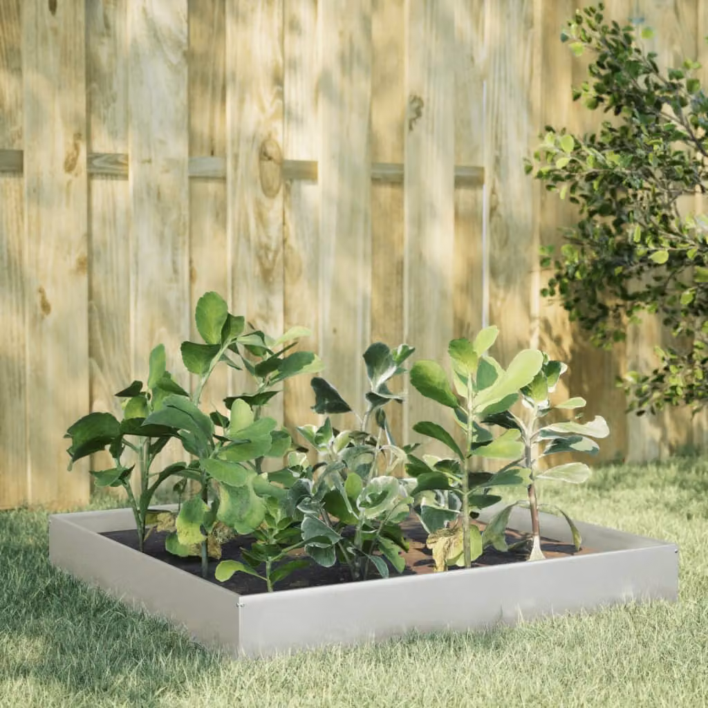 Fioriera Rialzata da Giardino vidaXL in Acciaio Inox Argento L/P/H: 100 x 100 x 26 cm