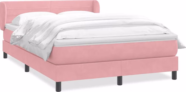Giroletto a Molle con Materasso Rosa 160x210 cm in Velluto