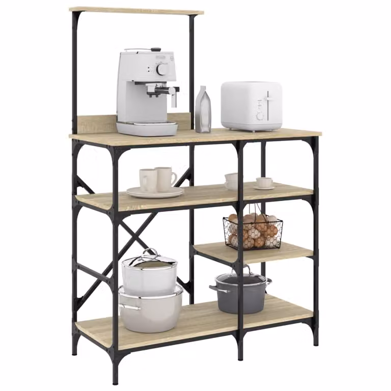 Mobile Cucina Industrial vidaXL in Rovere Sonoma e Metallo, L 90 x P 40 x H 132 cm