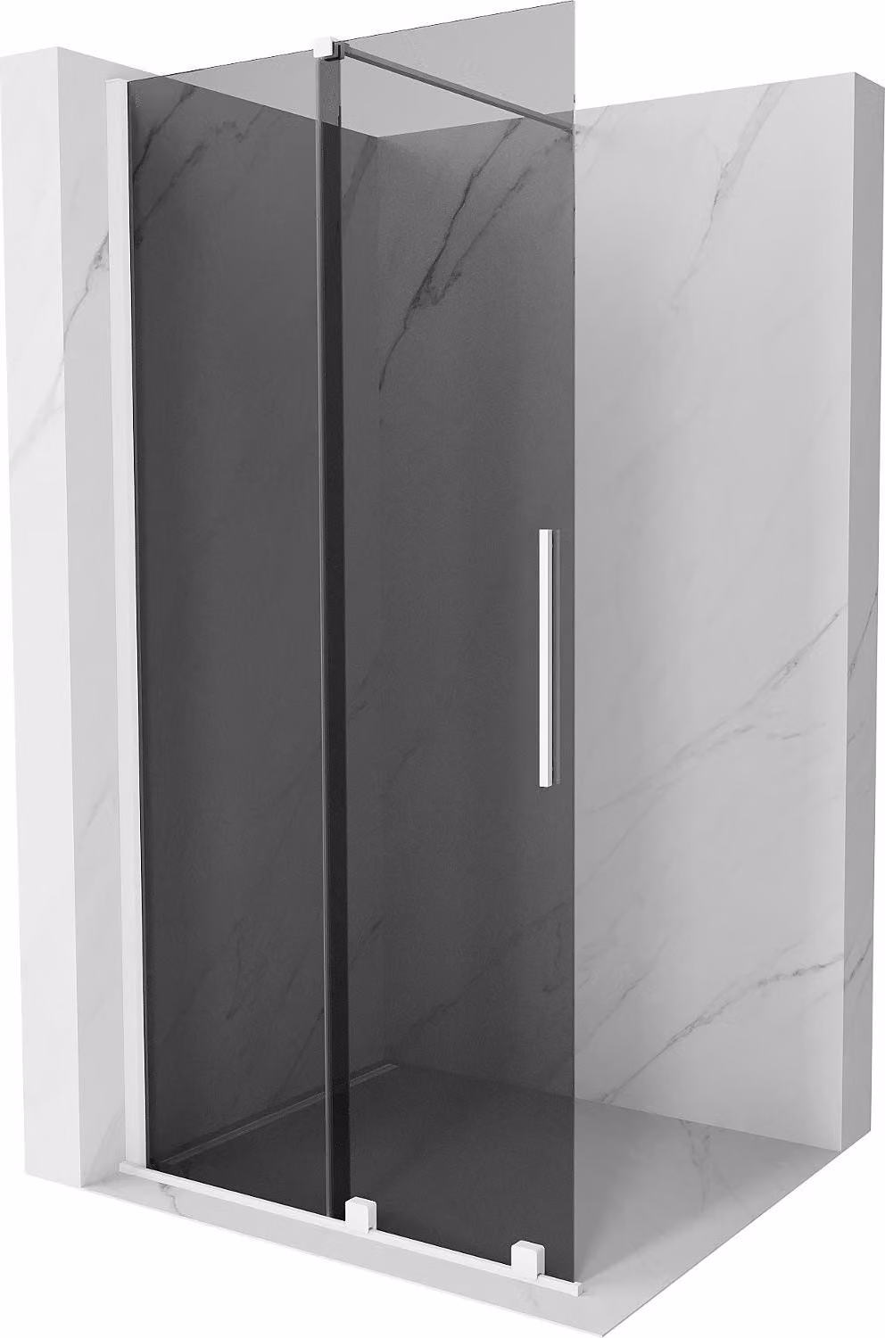 Mexen Velar parete doccia scorrevole Walk-in 85 x 200 cm, grafite 8 mm, bianco - 871-085-000-43-20