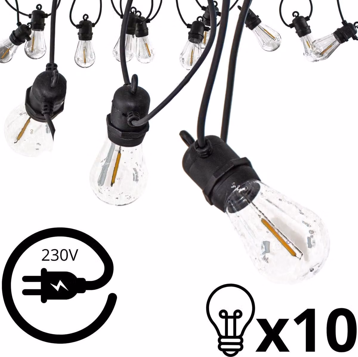 Party Light ghirlanda luminosa per esterni 8 m - 10 lampadine, 10 LED, 230V