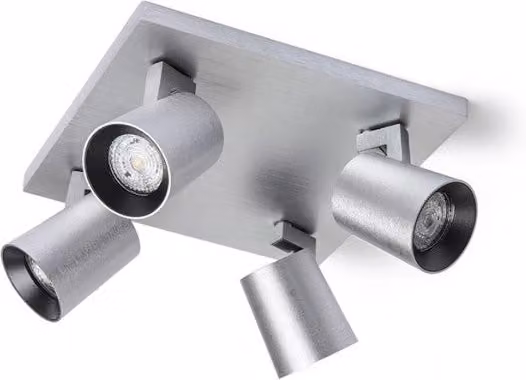 Faretto da soffitto KENNY IV in alluminio nero e argento con 4 faretti GU10 230V