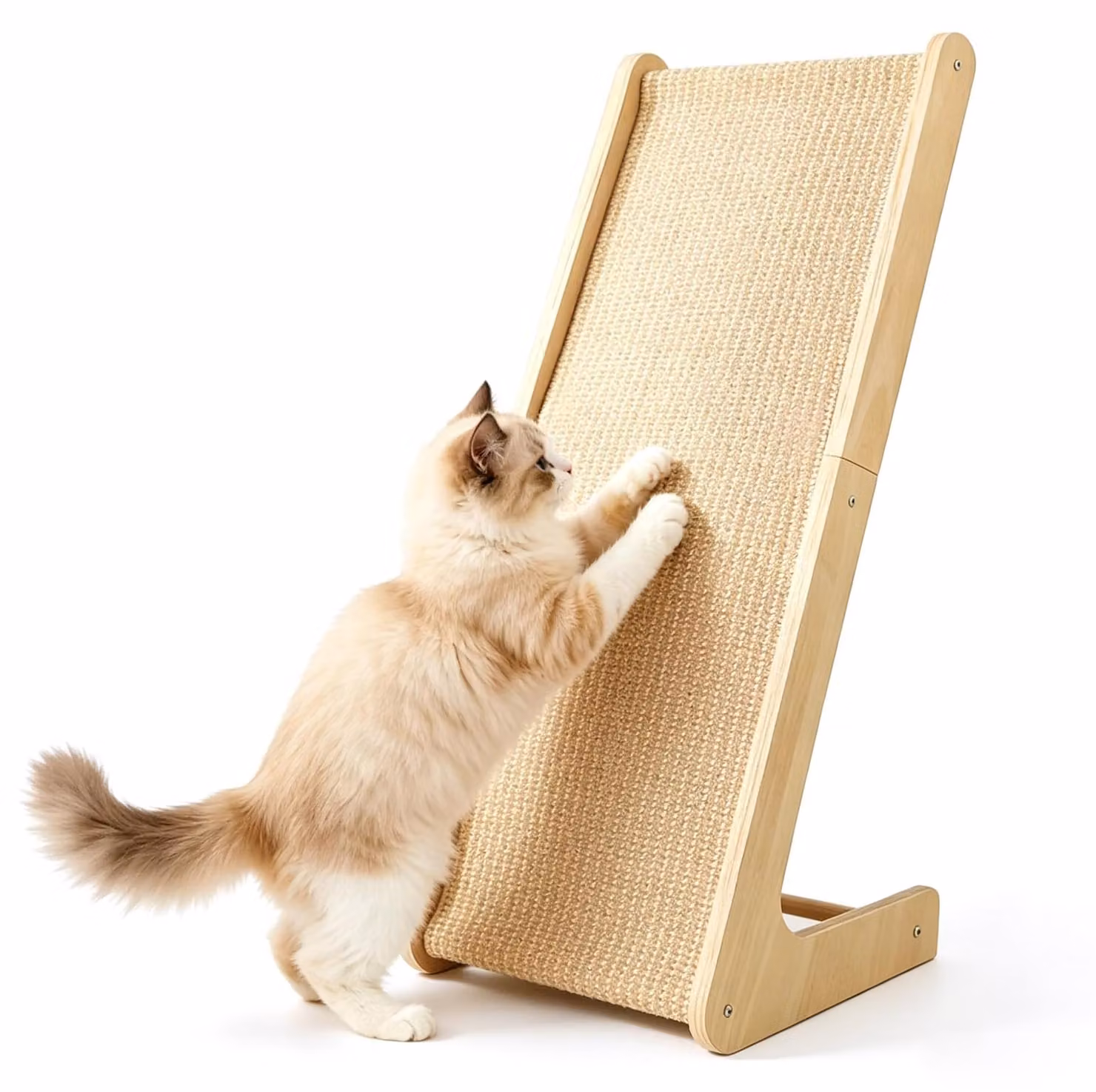 Arredo per graffiare per gatti, extra grande, 61 x 30 cm, in legno massello con rivestimento in sisal, design curvo, ideale per gatti