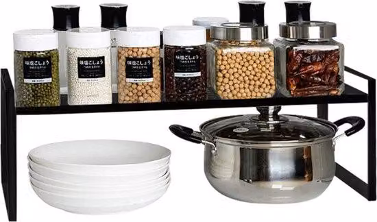 Scaffale pieghevole per la cucina, cassettiera impilabile per erbe aromatiche, organizer per stoviglie e provviste, scaffale impilabile per stoviglie, organizer per aumentare lo spazio di stoccaggio (nero, S)