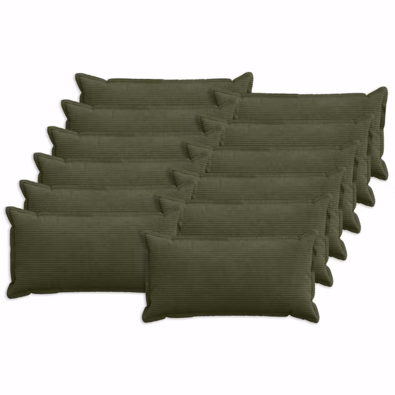 Set di 12 federe vidaXL HOUTEN in velluto a coste verde, L 80 cm x P 40 cm x H 40 cm