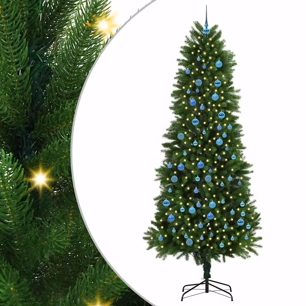 Albero di Natale vidaXL con 300 LED bianco caldo e supporto, Verde, Altezza: 240 cm – 2