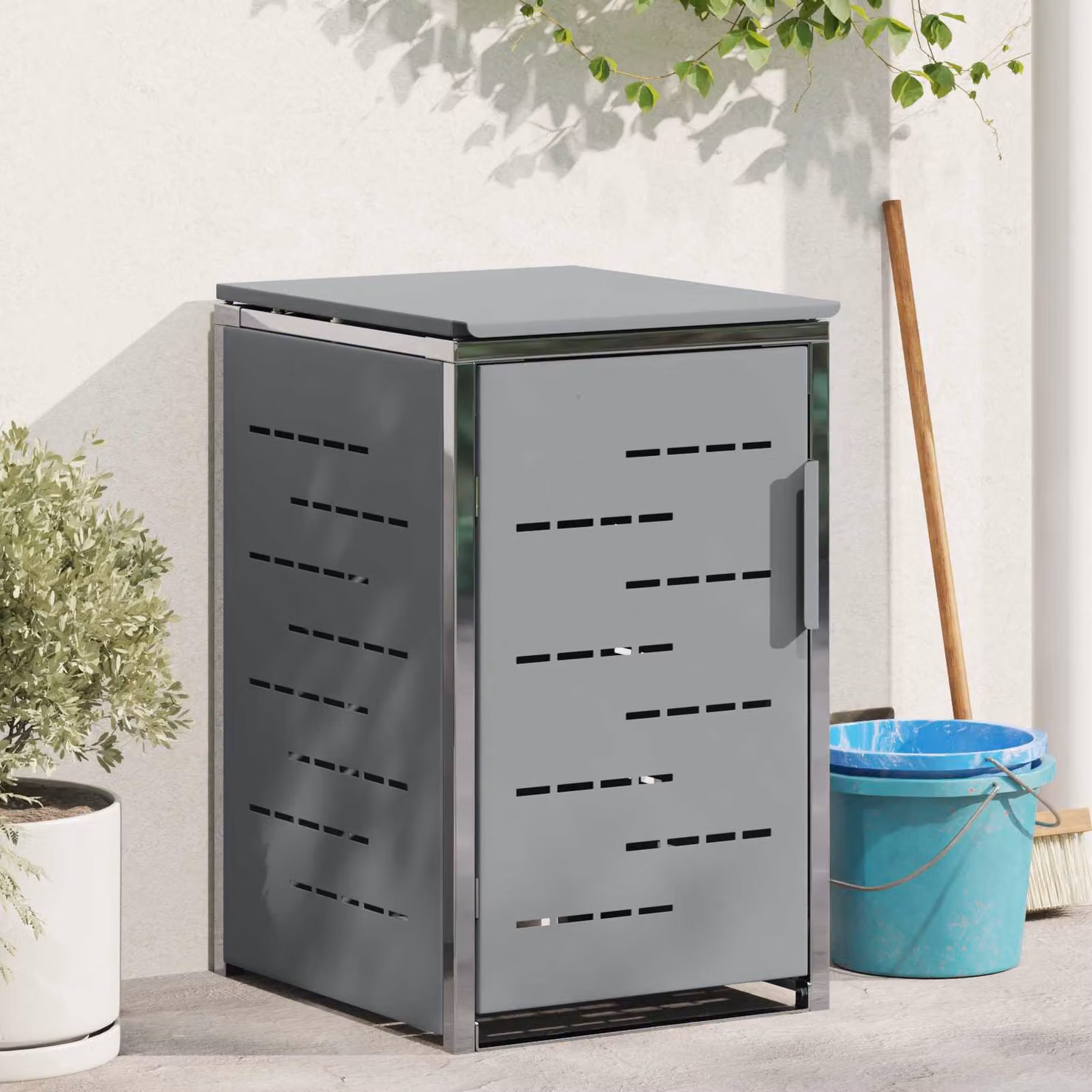 Contenitore per stoccaggio con ruote vidaXL da 240L Grigio L: 112,5 cm, P: 77,5 cm, H: 69,0 cm