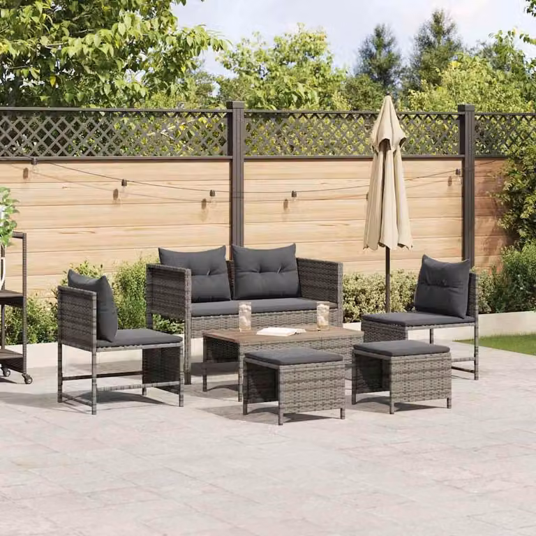 Maison Exclusive - Set da giardino composto da 6 pezzi. Divano da esterno in rattan sintetico, colore grigio e grigio scuro