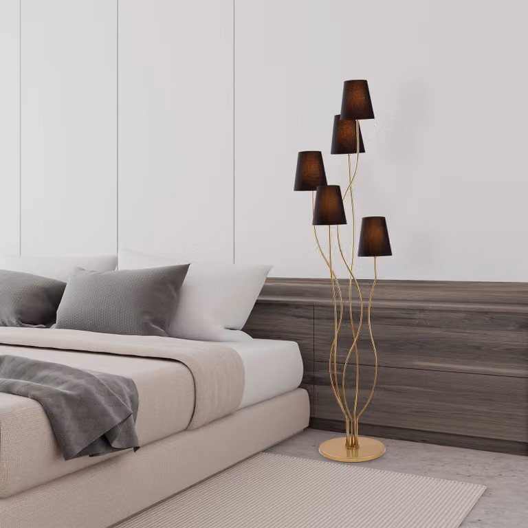 Opviq, Bonibon- Bonibon FLG, oro, nero, lampada da terra, 44 x 44 x 160 cm, corpo in metallo
