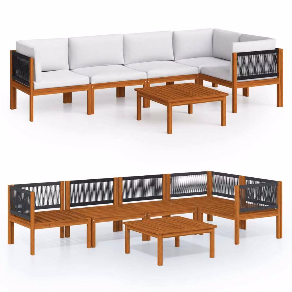 Set da giardino 6 pezzi con cuscini crema 63x63 cm