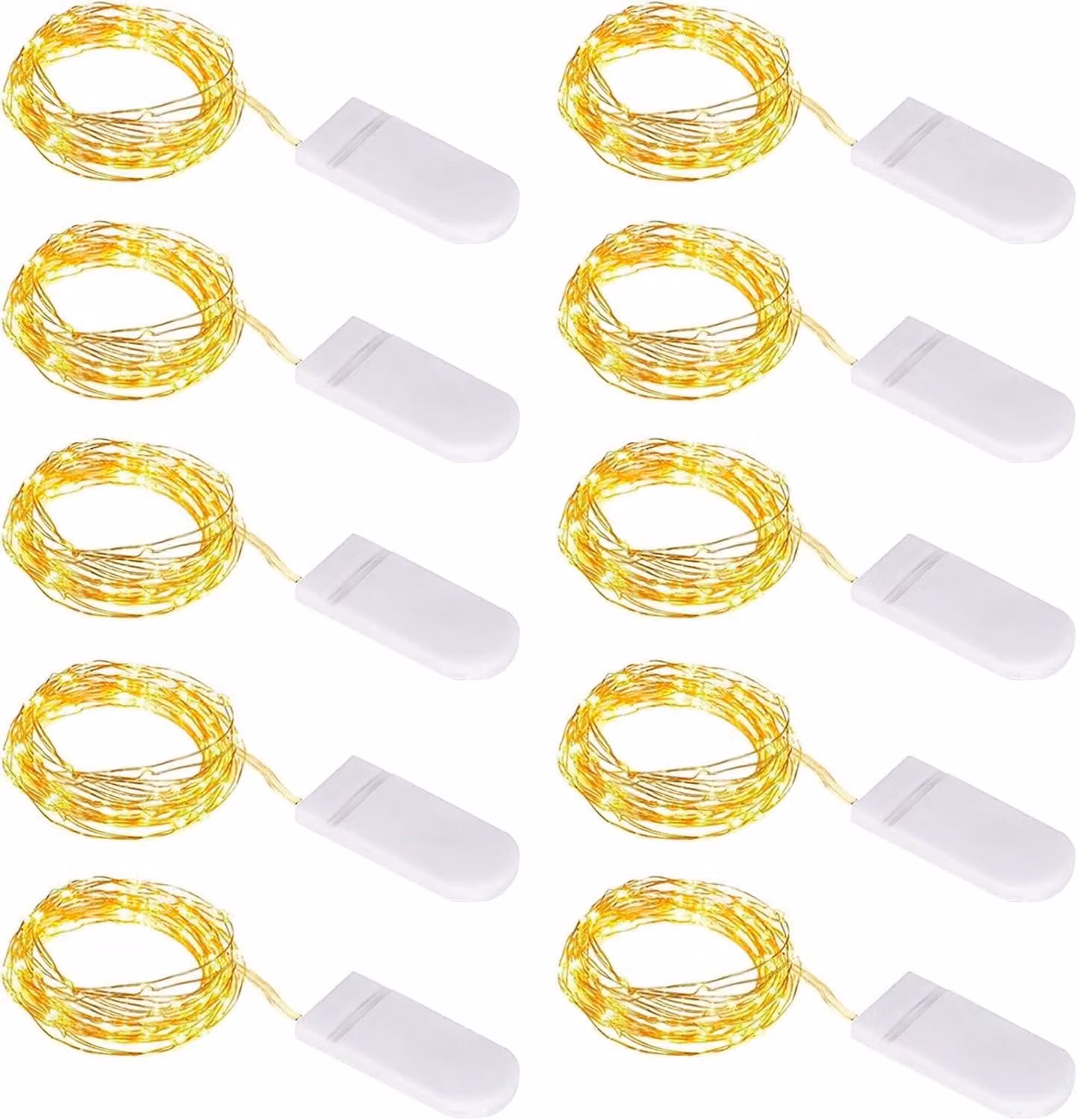 Catena luminosa a LED, set da 10 luci, lunghezza 1 metro, luce bianco caldo, grado di protezione IP67, filo in rame