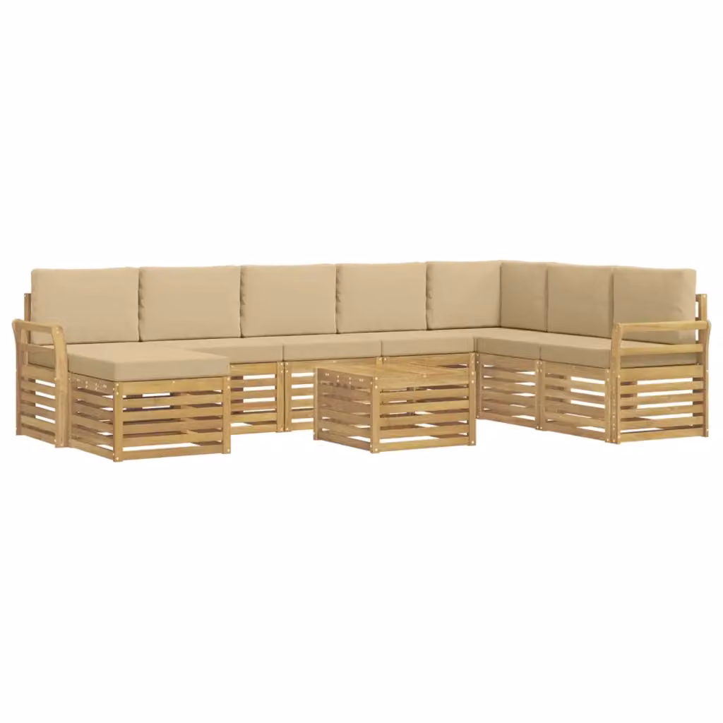 Set di divani ad angolo vidaXL in legno di acacia massello con cuscini beige per giardino e terrazzo – 2