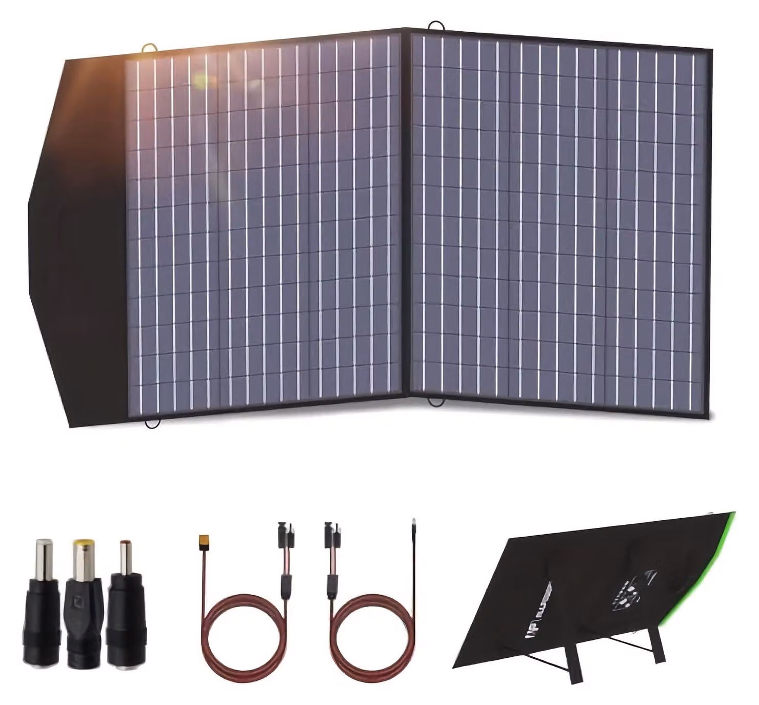 Pannello solare portatile da 200W, pieghevole, ad alta efficienza e con diversi adattatori
