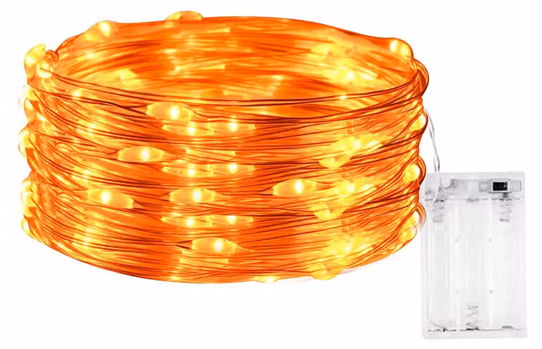 Catena luminosa a tema Halloween, 3 metri, 30 LED, arancione, grado di protezione IP65, impermeabile