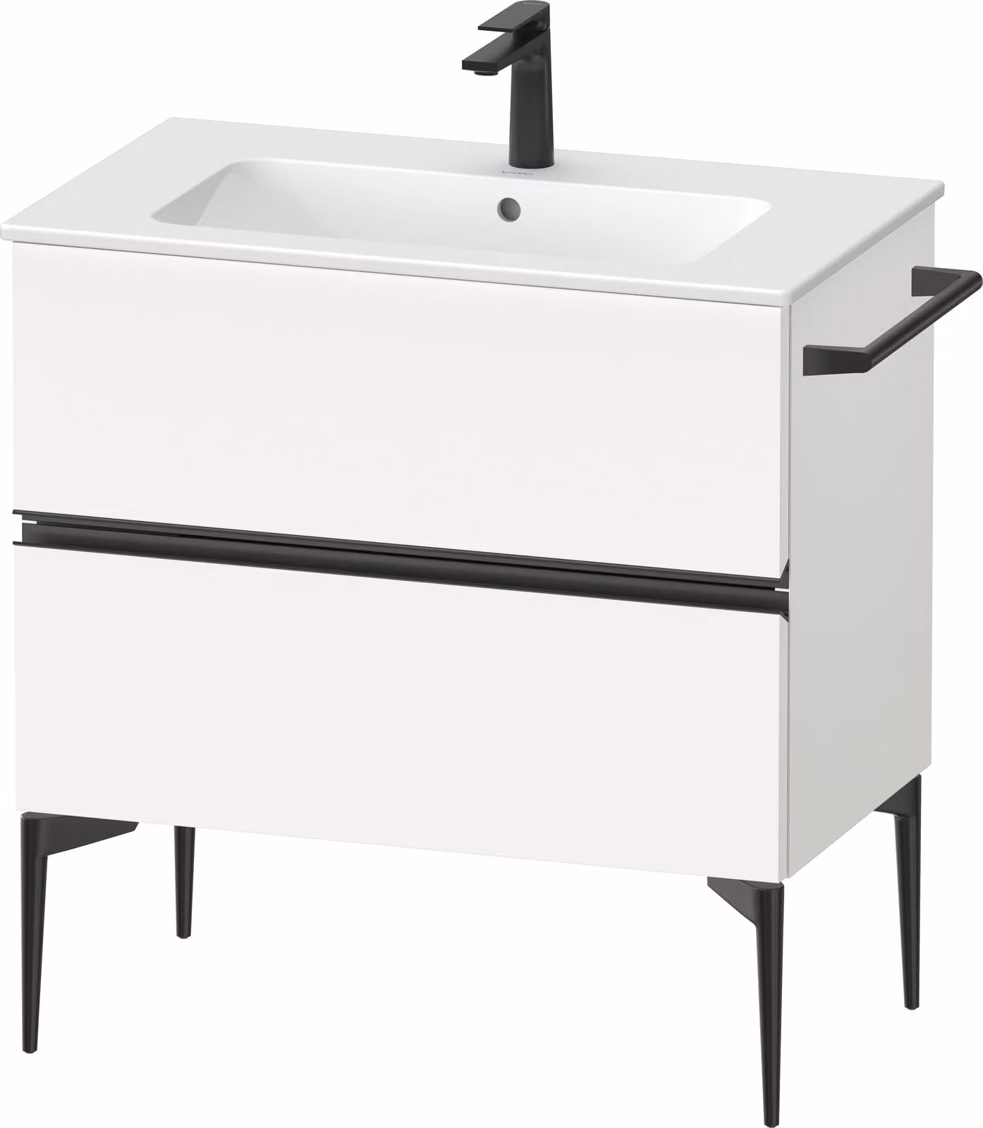 Duravit Sivida Meuble sous-lavabo, 2 tiroirs, poignée encastrée noir diamant mat, 810x477x591mm, pour ME by Starck, SV46440BD180000, SV46440BD180000