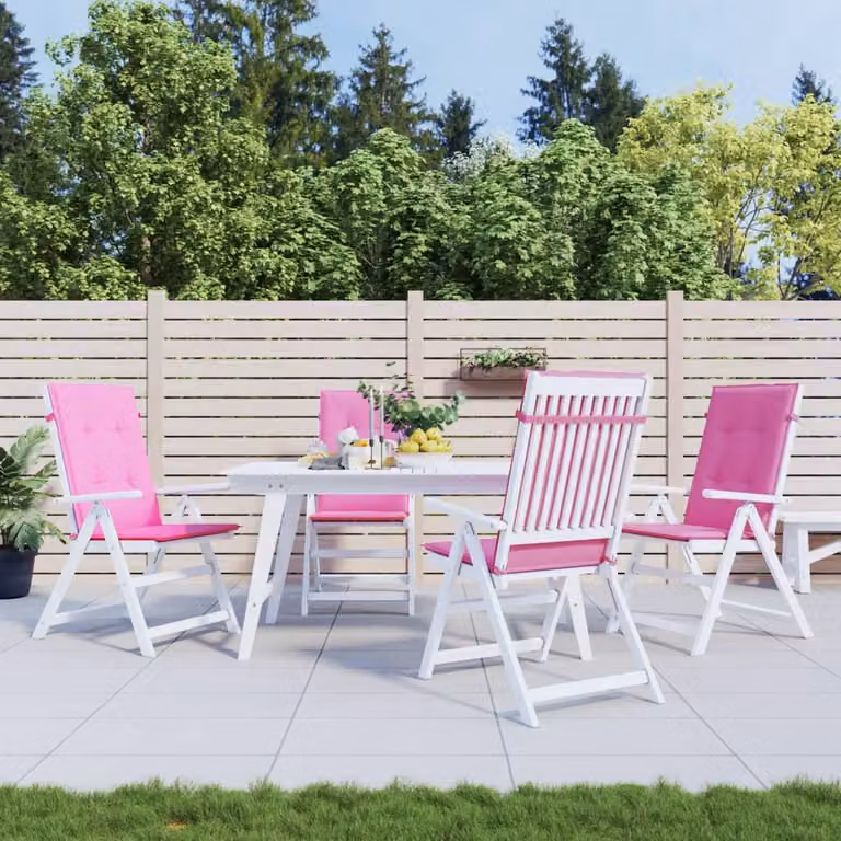 Set di 4 cuscini per sedia con schienale alto vidaXL in tessuto rosa, resistenti all'acqua e ai raggi UV