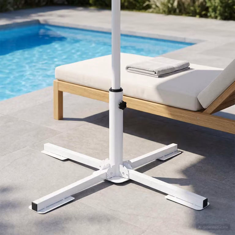 vidaXL Supporto per Parasol in Acciaio Bianco